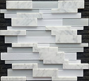 3D BEYAZ WHITE & GREY STONE & GLASS MOSAIC