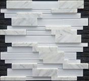 3D BEYAZ WHITE STONE & GLASS MOSAIC