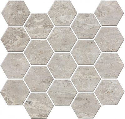 MARBLE MOSAIC SILVER GREY 3" HEX