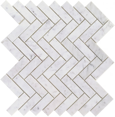 MARBLE MOSAICS BIANCO CARRARA 3" HERRINGBONE