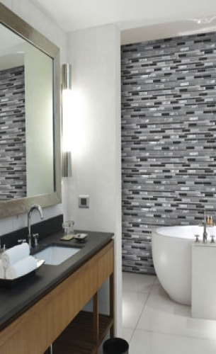 SILVER & GREY MIXED STRIP MOSAIC