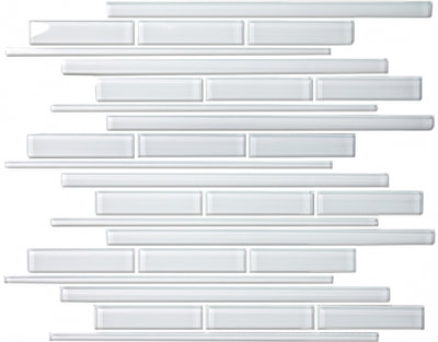 RIVA SUPER WHITE GLASS STRIP MOSAIC