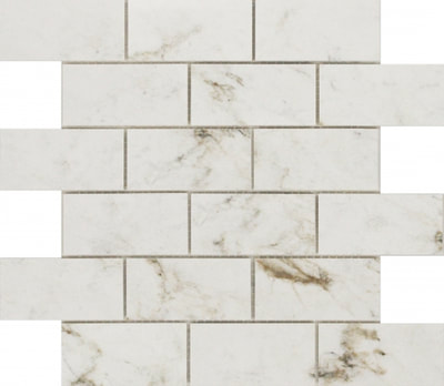 sienna white bevelled 2x4 marble mosaic