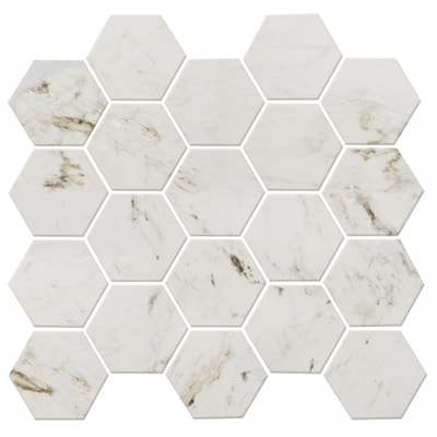 MARBLE MOSAIC SIENNA WHITE 3x3 HEX