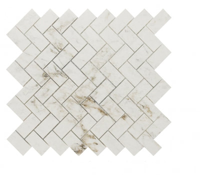 MARBLE MOSAICS SIENNA WHITE HERRINGBONE