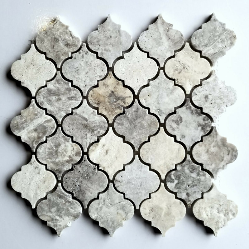 SILVER TRAVERTINE LANTERN MOSAIC