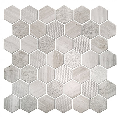 MARBLE MOSAIC WOODEN 2x2 HEX 3-FINISH