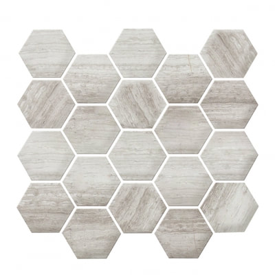 MARBLE MOSAIC WOODEN 3x3 HEX